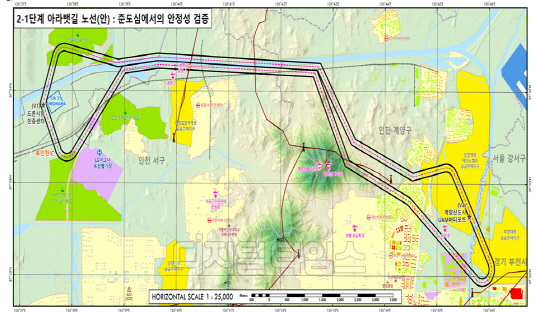 UAM 수도권 실증노선 항공지도(아라뱃길 실증노선). 출처 국토부